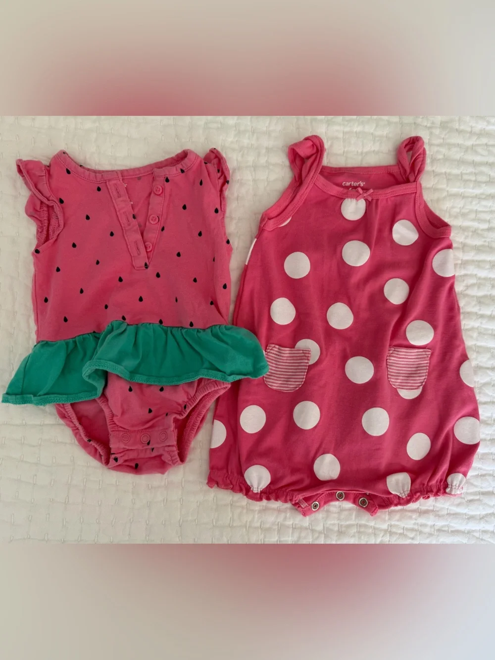 Carter's Bright Pink Infant Day Onesies, Set of Two, 6MO